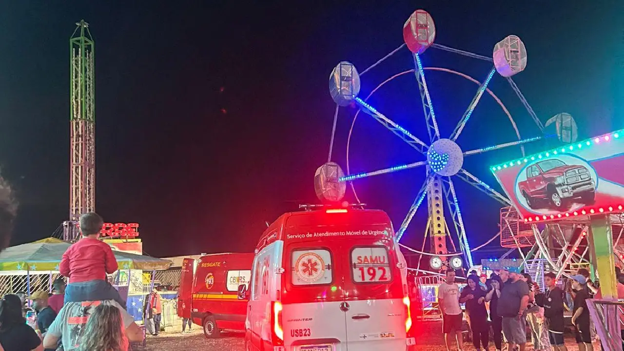 Acidente em brinquedo deixa dez feridos em parque de diversões em Guaíba; local tinha alvará de funcionamento