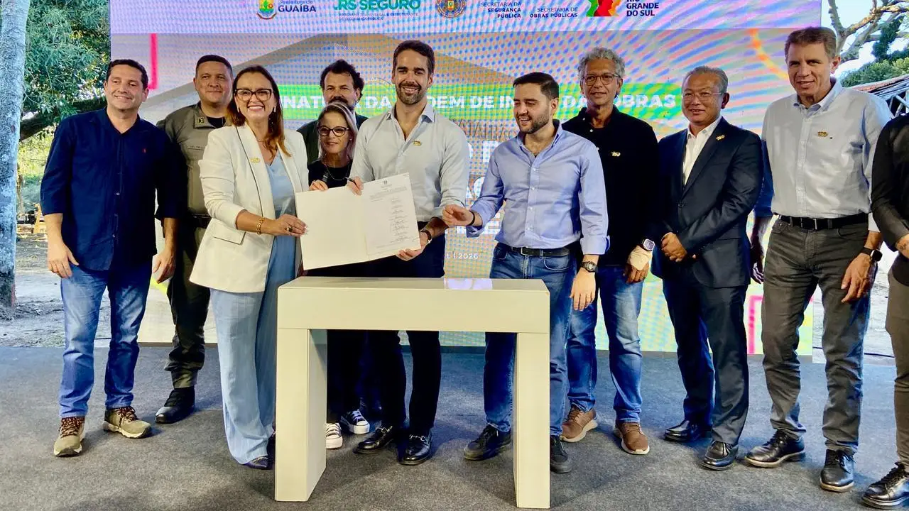 Com investimento de R$ 16,6 milhões, Eduardo Leite assina início de obras da nova sede da Brigada Militar em Guaíba