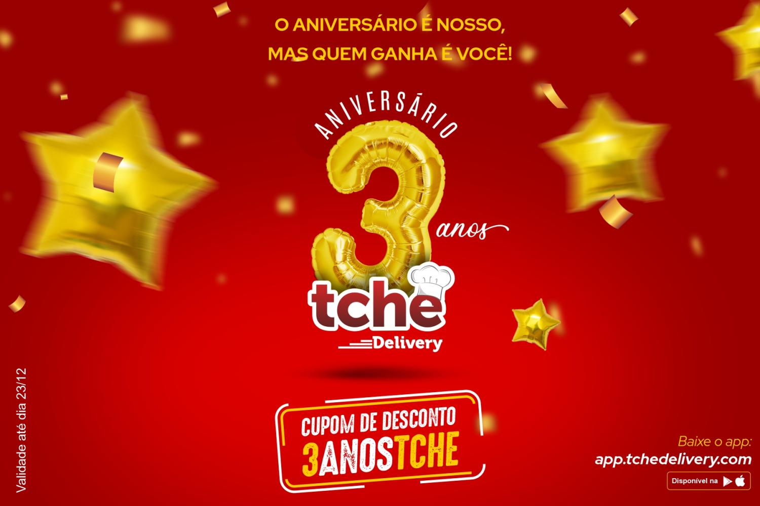 Tchê Delivery comemora 3 anos em Guaíba com presente para os clientes