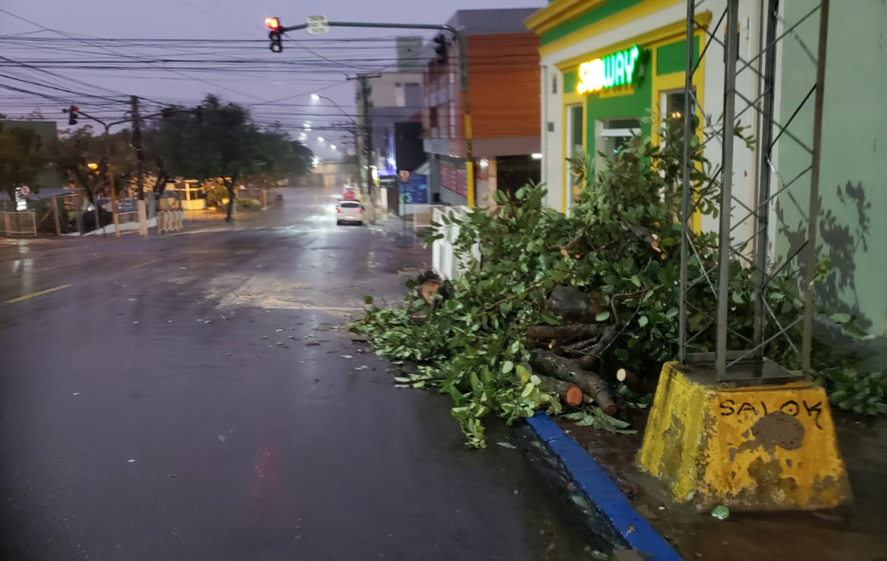 Chuva intensa causa estragos e deixa 8 mil clientes da CEEE sem energia elétrica, em Guaíba