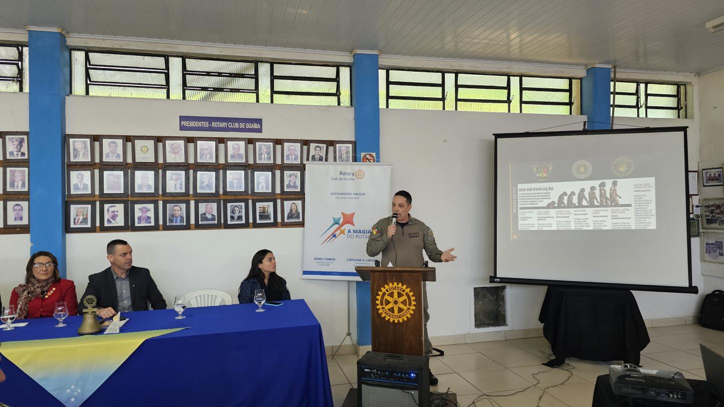 Comandante da Brigada Militar apresenta indicadores criminais de Guaíba e região no Rotary
