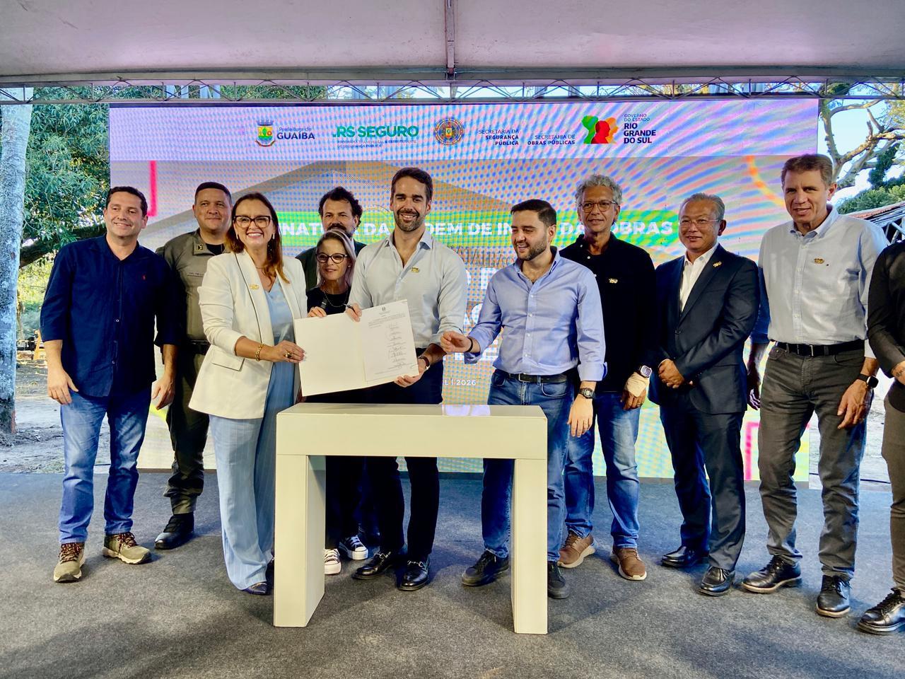 Com investimento de R$ 16,6 milhões, Eduardo Leite assina início de obras da nova sede da Brigada Militar em Guaíba